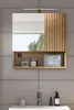 A bathroom cabinet with a mirror and shelf, displaying toiletries. Produktbild-Vorschau