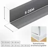A close-up of a gray corner profile with dimensions and sizes indicated, and a small inset image showing the product in use in a bathroom. Produktbild-Vorschau