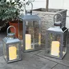 3er Gartenlaternen Laternen Metall Windlicht Silber Produktbild-Vorschau 1