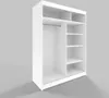 A 3D rendering of a white wardrobe with open doors, showing shelves and a hanging rod. Produktbild-Vorschau
