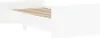 A white bed frame with wooden slats is shown from a side angle, isolated on a white background. Voir les images du produit