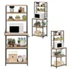 Three kitchen shelving units are displayed against a white background, each filled with various kitchen items. Podgląd zdjęcia produktu