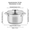TOPFANN Kochtopf 1,9 L Ø 16 cm aus Edelstahl mit Glasdeckel Produktbild-Vorschau 3
