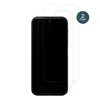 Two screen protectors are shown layered on top of each other, with the top one slightly offset to reveal the second. A smartphone is partially visible underneath the screen protectors. Náhled obrázku produktu