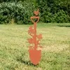 UNUS Gartendeko Gartenstecker in Rost Spaten mit Pflanzen Produktbild-Vorschau 2