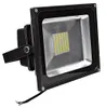 A black LED floodlight with a silver reflector and yellow LEDs. Produktbild-Vorschau