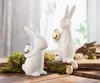 2x Osterhase "Classical" aus Porzellan, weiß mit Osterei in Produktbild-Vorschau 1