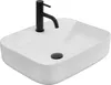A white rectangular vessel sink with a black faucet and drain. Náhľad obrázku produktu
