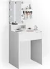 A white vanity table with a mirror and LED lights, decorated with makeup brushes and cosmetics. Náhľad obrázku produktu
