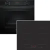 A black oven and a black induction cooktop are shown side-by-side against a white background. Produktbild-Vorschau