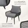 A close-up marketing image of an outdoor chair with descriptive text highlighting its comfort and style. Anteprima dell’immagine prodotto