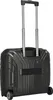 The back view of a black rolling suitcase with a telescopic handle extended. Produktbild-Vorschau