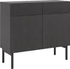 A dark wood sideboard with two doors and two drawers, shown against a white background. Produktbild-Vorschau