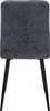 The back view of a single dining chair with a dark grey upholstered seat and back, and black metal legs. Náhled obrázku produktu