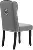 A single gray upholstered dining chair with a silver ring on the back and black wooden legs, shown from the back-right. Produktbild-Vorschau