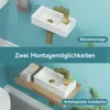 Two different mounting options for a small white sink with a gold faucet are shown against a light blue wall. Anteprima dell’immagine prodotto