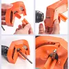 A collage of four images showing how to use a drill bit sharpener. Podgląd zdjęcia produktu