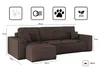 A diagram showing the dimensions and features of a brown sectional sofa. Produktbild-Vorschau