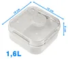 A clear, well-lit image of a square lunchbox with dimensions and volume indicated by text overlays. Podgląd zdjęcia produktu
