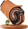 A roll of leather pieces in various shades of brown, displayed on a wooden surface. Produktbild-Vorschau