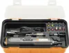 A cordless electric screwdriver set in its case, with various bits and a charging cable. Produktbild-Vorschau