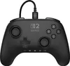 A black Nintendo Switch controller with a USB cable attached, shown from a front-facing perspective on a white background. Produktbild-Vorschau