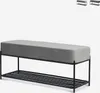 Panchina scarpiera ingresso design moderno velluto nero Anteprima dell’immagine prodotto 5