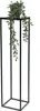 A black metal plant stand with a potted plant on top. Anteprima dell’immagine prodotto