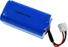 A blue battery pack with a white connector and red and black wires, isolated on a white background. Voir les images du produit