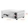 A stainless steel commercial pizza oven is shown from a side-angle with dimensions indicated by text overlays. Produktbild-Vorschau