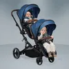 BabyGo Zwillingskinderwagen Twinner, blau Produktbild-Vorschau 2