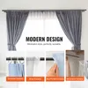A collage of images showcasing different curtain hanging styles and a main image of curtains on a rod. Produktbild-Vorschau