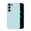 A light blue phone case is shown from the back, with the phone screen visible on the right side. Produktbild-Vorschau