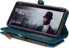 A smartphone in a teal wallet case is displayed, showing a movie streaming interface on its screen. Produktbild-Vorschau