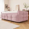 A pink upholstered daybed with a mattress is shown in a room setting. Produktbild-Vorschau