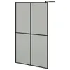 A shower wall panel with a black frame and frosted glass. Voir les images du produit