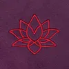 A close-up embroidered lotus flower on a purple fleece blanket. Produktbild-Vorschau