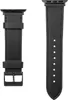 A black leather watch strap is shown against a white background. Produktbild-Vorschau