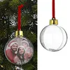 A collage showing a personalized Christmas bauble with a family photo on a Christmas tree and a separate clear bauble. Produktbild-Vorschau