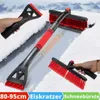 A collage of images showing a telescopic snow brush and ice scraper for cars, with a snowy mountain background and text overlays. Anteprima dell’immagine prodotto