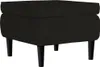 A black velvet ottoman with wooden legs is shown against a white background. Náhľad obrázku produktu