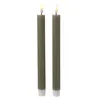LED Stabkerzen MIA - Echtwachs - realistische 3D Flamme - H:24cm - Batteriebetrieb - olivgrün - 2 St Produktbild-Vorschau