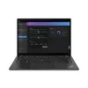 A black Lenovo ThinkPad laptop is shown from a slightly elevated front-facing angle on a white background. The laptop screen displays a software interface with privacy settings. Produktbild-Vorschau