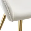 A close-up view of a chair's upholstered seat and golden legs. Produktbild-Vorschau