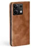 A brown flip-style phone case for a Xiaomi Redmi Note 13 Pro 5G is shown against a white background. Produktbild-Vorschau