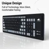 A black flexible keyboard is shown from a slightly elevated angle, with text describing its features above it. Produktbild-Vorschau