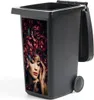 MuchoWow® Mülltonnenaufkleber Frau - Blumen - Henna - Produktbild-Vorschau 1