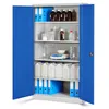 A blue metal cabinet filled with laboratory supplies. Podgląd zdjęcia produktu