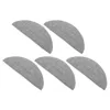Five grey microfiber mopping pads arranged in a staggered pattern on a white background. Voir les images du produit