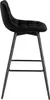A side view of a black bar stool with a tufted seat and black metal legs. Náhľad obrázku produktu